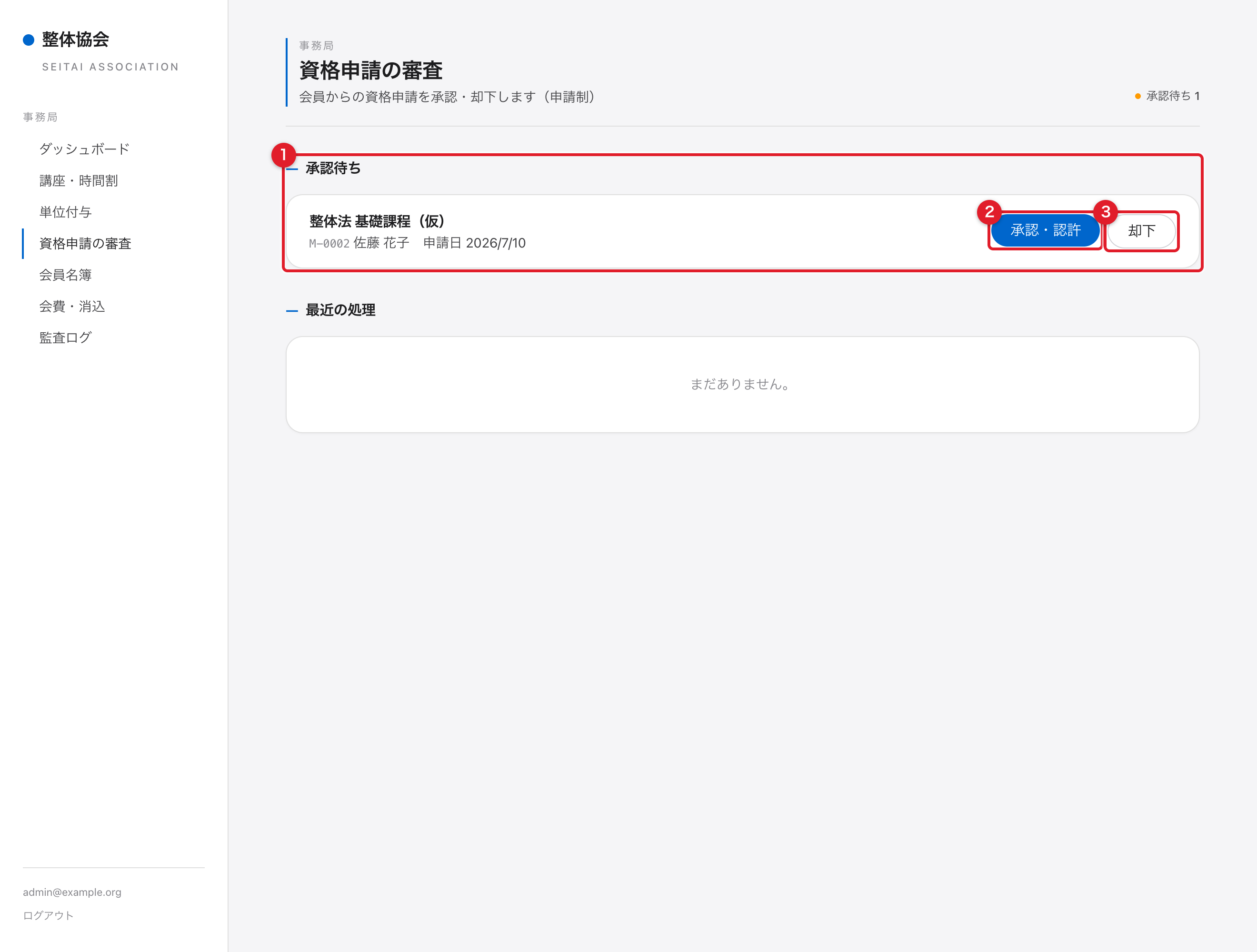 資格申請の審査